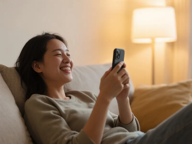 Relaxing with mobile entertainment